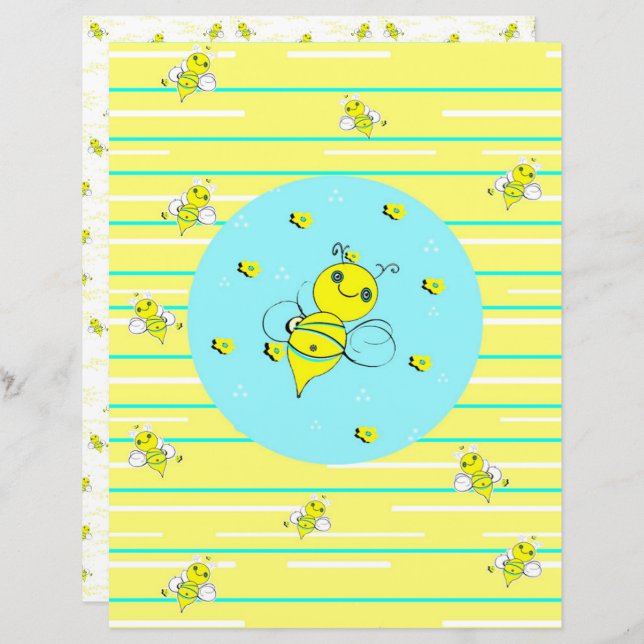 Bee Happy Scrapbook Paper - 01 (Vorne/Hinten)