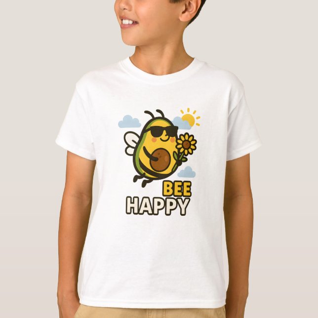 Bee Happy Shirt Niedlich Avocado Pun Funny Summer  (Vorderseite)