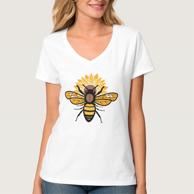 Bee Happy Sonnenblume T-Shirt (Vorderseite)