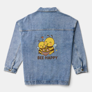 Bee Happy Sticker - Niedliche Bienen mit gemeinsam Jeansjacke