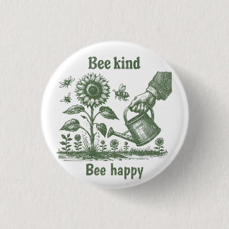  Bee Happy  Sunflower Gardening for Urban gardener Button