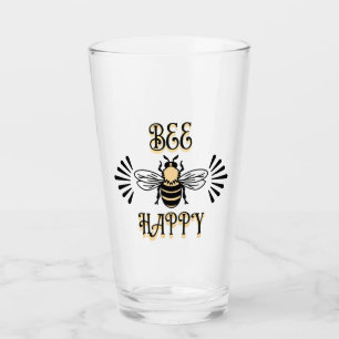 Bee Happy Vintage Farben Honigbiene Glas