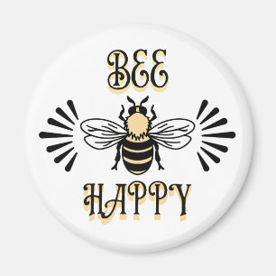 Bee Happy   Vintage Honigbiene Magnet
