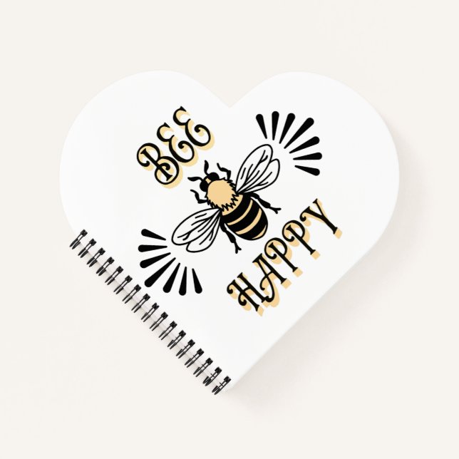 Bee Happy | Vintage Honigbiene Notizbuch (Vorderseite)