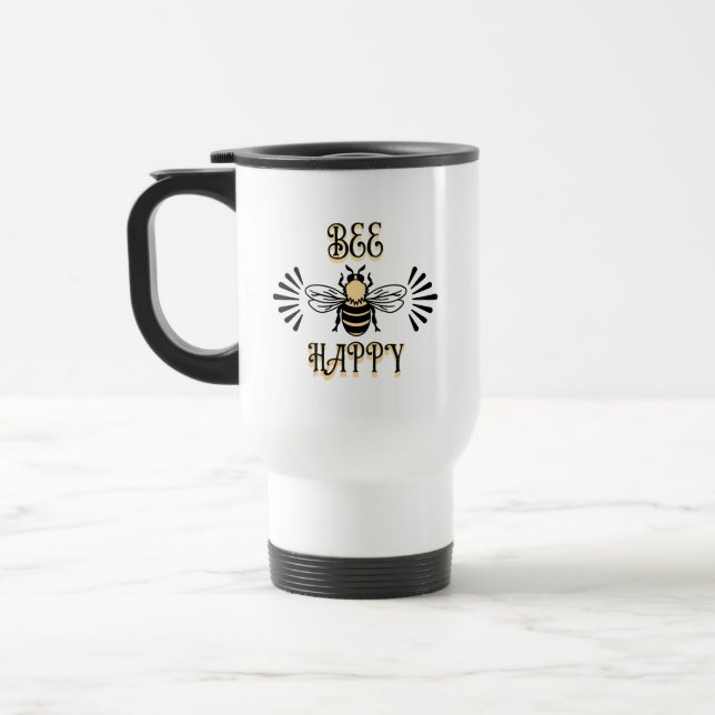 Bee Happy | Vintage Honigbiene Reisebecher (Links)