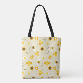 Bee Happy Yellow Honeycomb Muster Tasche