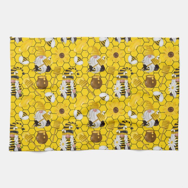 Bee Hive Gnomes Muster Geschirrtuch (Horizontal)