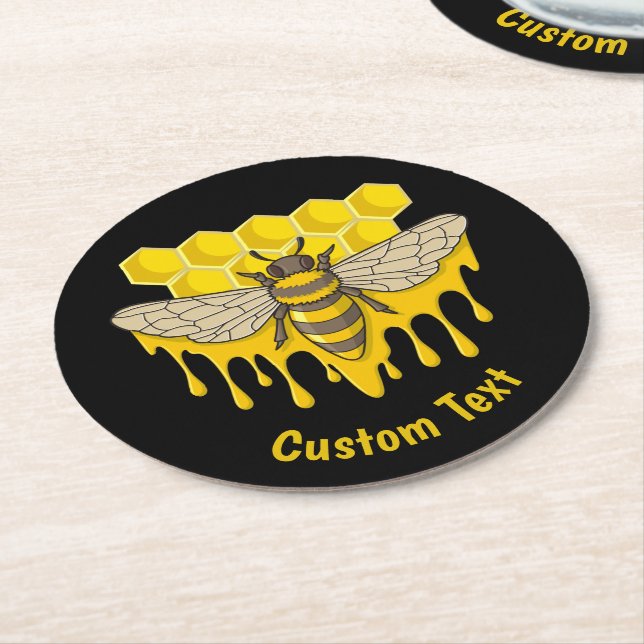 Bee Hive Honey Runder Pappuntersetzer (Angewinkelt)