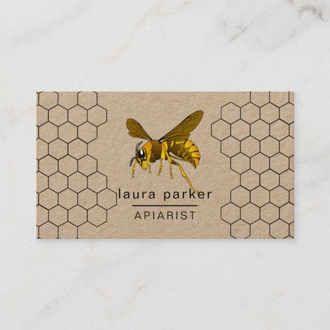 Bee Honey Seller Apiarist Black Nature Hexagon Visitenkarte (Vorderseite)