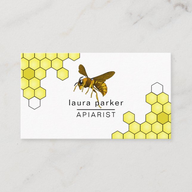 Bee Honey Seller Apiarist Black Yellow Letterpress Visitenkarte (Vorderseite)