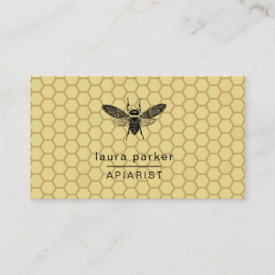 Bee Honey Seller Apiarist Limon Yellow Hexagon Visitenkarte