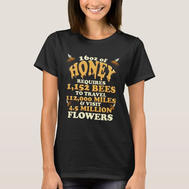 Bee Honey Statistics Beekeeper Honeycomb T-Shirt (Vorderseite)