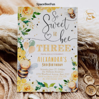 Bee Honey THREE Birthday Einladung Bee Honey Part