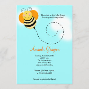 Bee Hop Bumble Bee Baby shower #2 Invitation 5x7
