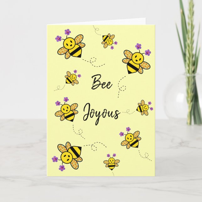 Bee Joyous Whimsical Floral Faltkarte Karte (Vorderseite)