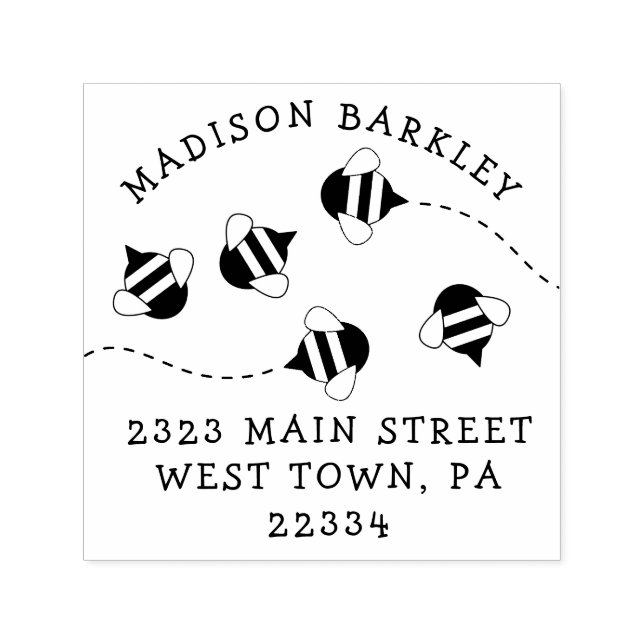Bee Kid's Niedliche Briefmarke der Bienenstock-Rüc Permastempel (Design)