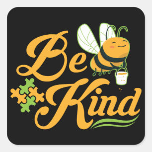 Bee Kind Autismus Awareness Autism Superhero Quadratischer Aufkleber