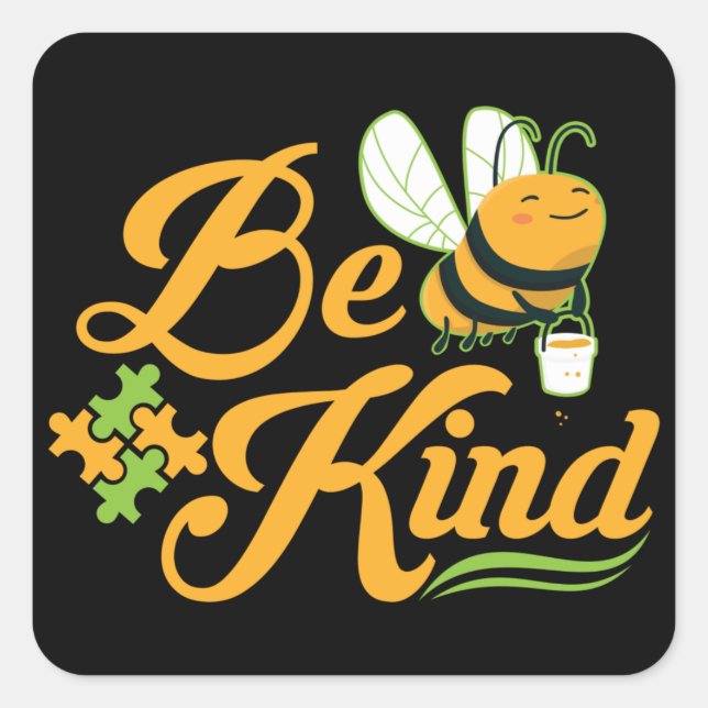 Bee Kind Autismus Awareness Autism Superhero Quadratischer Aufkleber (Vorderseite)