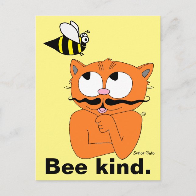 Bee kind - be kind Cartoon Cat Señor Gato carte po (Devant)