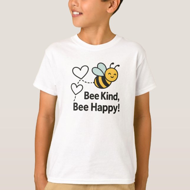 Bee Kind Bee Happy Cute Yellow Bee Design T-Shirt (Vorderseite)