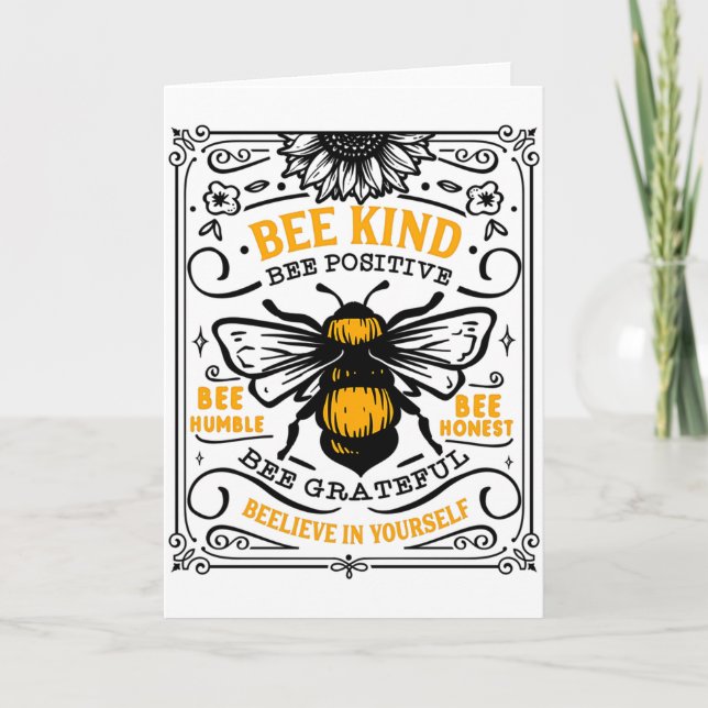 Bee Kind Bee Positive T-Shirt  Karte (Vorderseite)