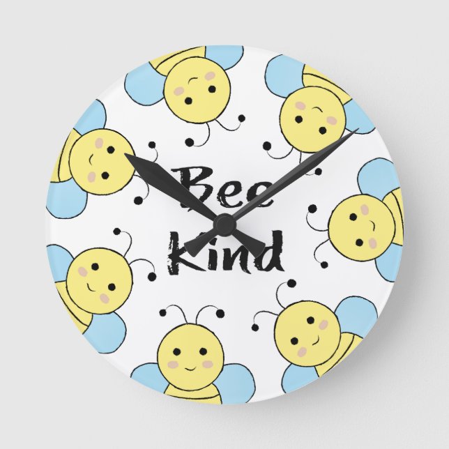 Bee Kind Bees Runde Wanduhr (Vorderseite)