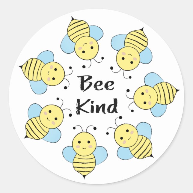 Bee Kind Bees Runder Aufkleber (Vorderseite)