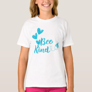 "Bee Kind" Blaues Herzen-T-Shirt T-Shirt