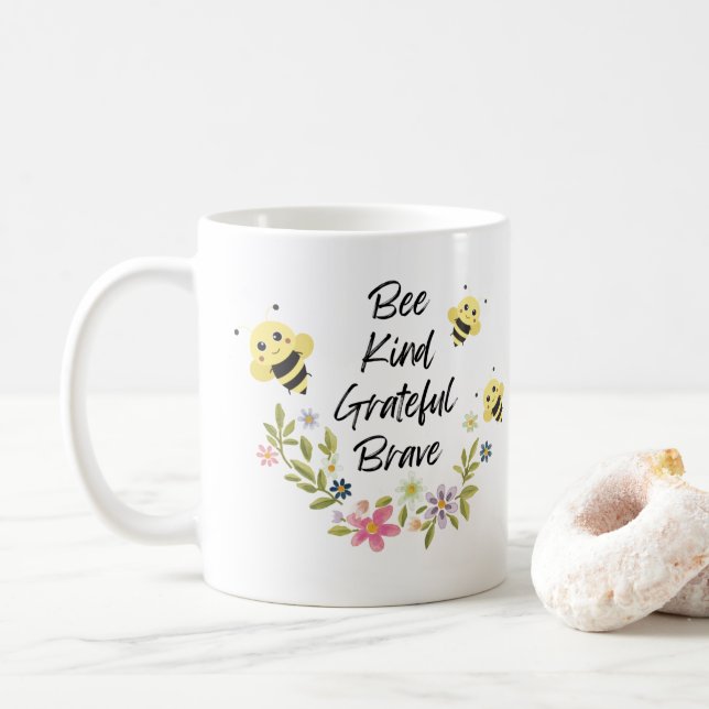 Bee Kind dankbar tapfer Kaffeetasse (Mit Donut)