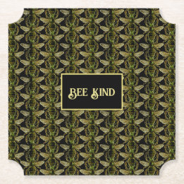 Bee Kind Elegantes Gold und Black Bee Muster Untersetzer