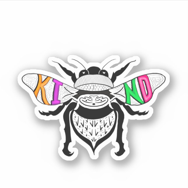 Bee Kind-farbige Grafik-Aufkleber Aufkleber (Vorderseite)