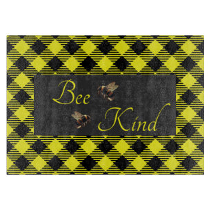 "Bee Kind" Gingham Schneidebrett