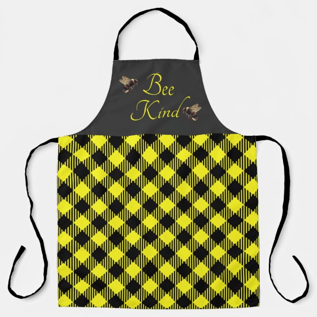 "Bee Kind" Gingham Schürze (Vorderseite)