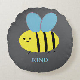 Bee Kind Gray Blue Rundes Kissen
