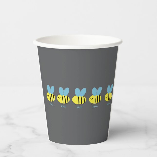 Bee Kind Gray Pappbecher (Vorderseite)