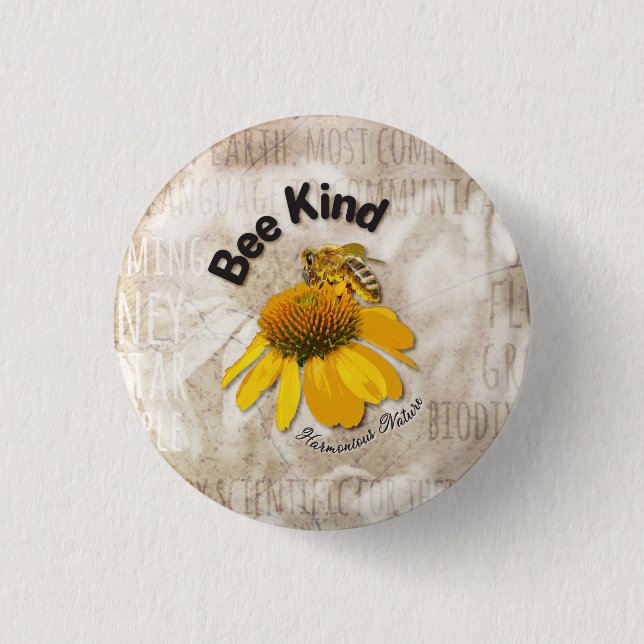 Bee Kind - Harmonious Nature  Button (Vorderseite)