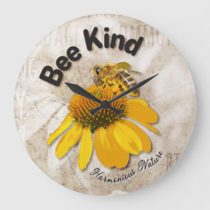Bee Kind - Harmonious Nature Große Wanduhr
