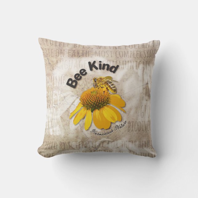 Bee Kind - Harmonische Natur Kissen (Vorderseite)