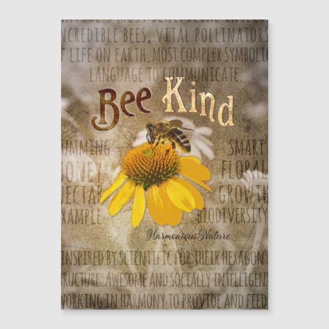 Bee Kind - Harmonische Natur Magnetkarte (Vorderseite)