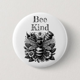 Bee Kind | Honigbienen, Honig und Blume Zitat Button