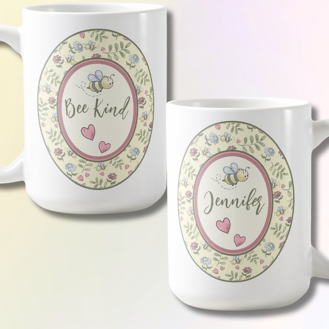 Bee Kind Hummel Personalisiert  Kaffeetasse (Bee Kind Personalized Coffee Mug - Perfect Gift for Teachers)