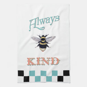 Bee Kind Koralle und Aquamarines Teetuch Geschirrtuch