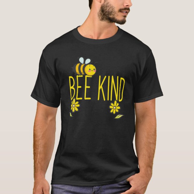 Bee Kind Niedliche Gelbe Bienenfreundlichkeit T-Shirt (Vorderseite)