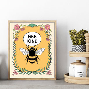 Bee Kind positive Bestätigung Inspiration Poster