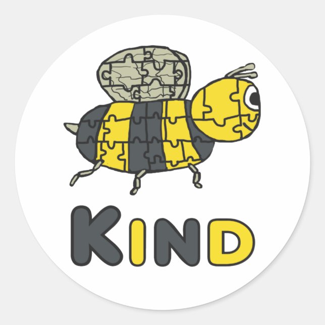 Bee Kind Puzzle Runder Aufkleber (Vorderseite)