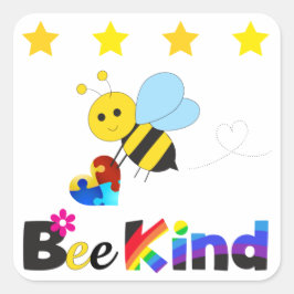 Bee Kind Quadratischer Aufkleber