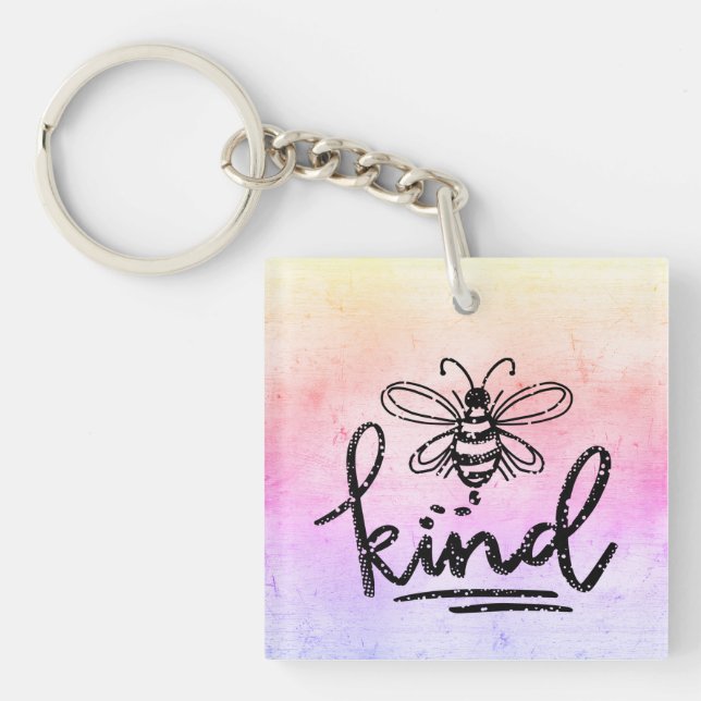 Bee Kind Rainbow Ombre Schlüsselanhänger (Vorderseite)