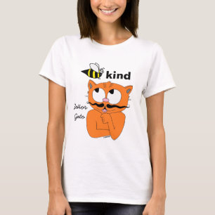 Bee Kind (sei freundlich) Cartoon Mustache Cat t S T-Shirt