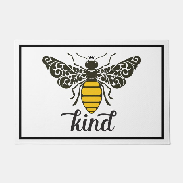 Bee Kind | Sei nett | Verzierte Biene Doormat Fußmatte (Vorderseite)