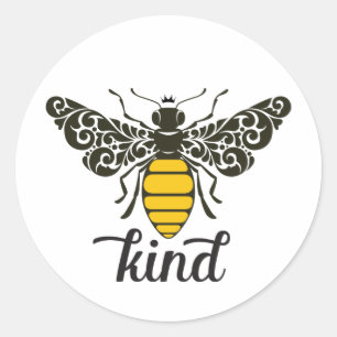 Bee Kind   Seien Sie freundlich   Verzierte Biene Runder Aufkleber